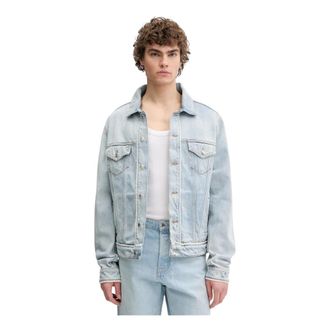 Msgm Msgm, Jassen, Heren, Blauw, L, Denim, Denim Jas met Naden