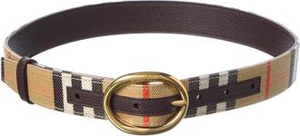 Burberry Reversible Check Coated Canvas & Leather Belt