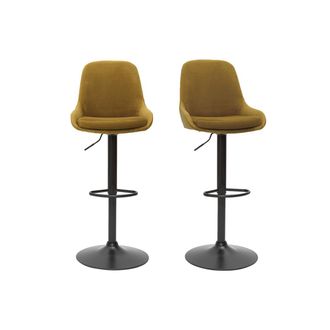 Miliboo Set De 2 Taburetes De Cocina De Dise&ntilde;o Regulables Terciopelo Bronce Holo