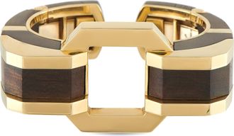 David Webb 18K Yellow Gold and Cocobolo Wood Geometric Cuff Bracelet DW25-111925