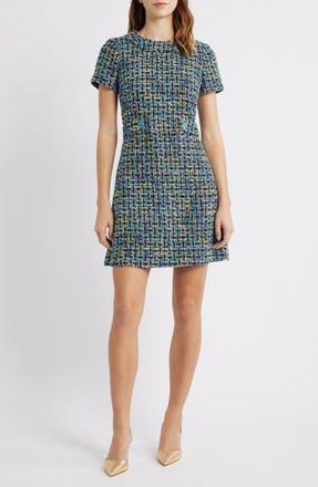 Eliza J Metallic Tweed Dress in Azure Black at Nordstrom Rack, Size 12