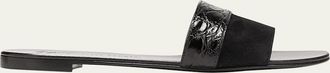 Giuseppe Zanotti Mixed Leather Flat Slide Sandals