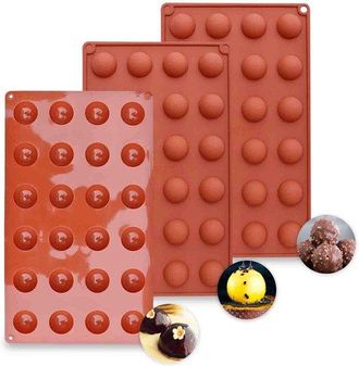 OEM Molde De Silicona De 3 Piezas Para Hemisferios Y Esferas - 24 Cavidades, Ideal Para Pasteles, Mousse, Reposter&iacute;a Esf&eacute;rica Y Gelatina De Chocolate