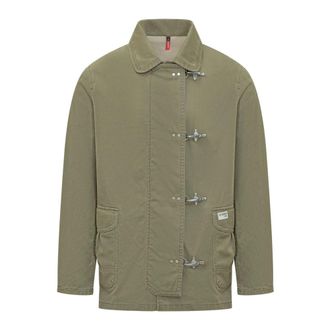 Fay Light Jackets, male, Green, Size: XL Toggle Collar Jacket