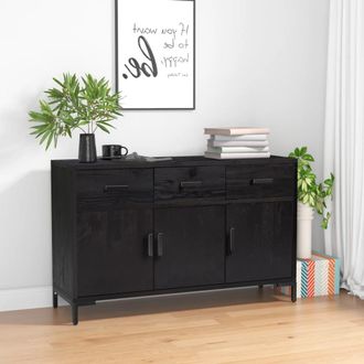 vidaXL Aparador De Madera Maciza De Pino Negro 110x35x70 Cm Vidaxl