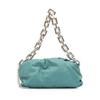 Bottega Veneta Pre-owned Chain Leather Clutch - Dames - Pre-owned - Blauw - Maat: ONE Size Leer