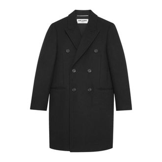 Saint Laurent Wollen Blend Enkelrijige Jas - Heren - Mantel - Zwart - M - Wol - Jassen