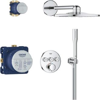 GROHE Precision SmartControl inbouw regendoucheset - thermostatisch - &Oslash;31 cm ronde hoofddouche - rechte wandarm - chroom