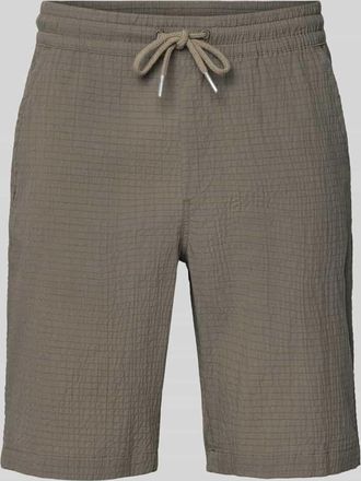 Lindbergh Lindbergh Shorts mit elastischem Bund und Strukturmuster in Khaki, Gr&ouml;&szlig;e XXXL