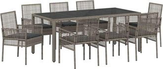 vidaXL Conjunto De Comedor De Jard&iacute;n 9 Pcs Gris Polirat&aacute;n Vidaxl