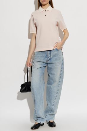 Jil Sander Polo With Embroidered Logo, Womens, Pink