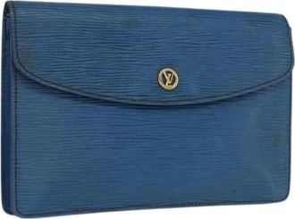 Louis Vuitton Pre-owned Vintage Leren Clutch - Dames - Vintage Clutch - Blauw - ONE Size - Leer - Vintage