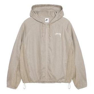 Nike x Stussy Linen Jacket Hoodie Beige White FZ5751-263