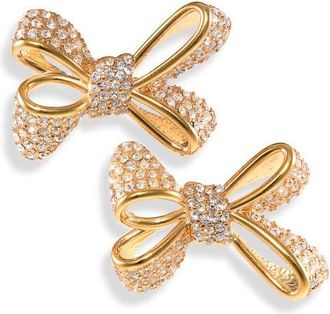 Oscar De La Renta Small Pav&eacute; Crystal Bow Earrings at Nordstrom