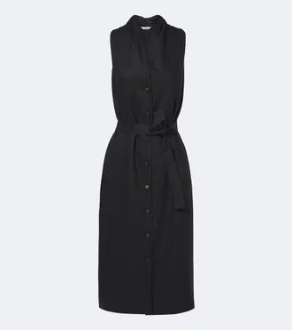 Max Mara Belted linen and silk midi dress