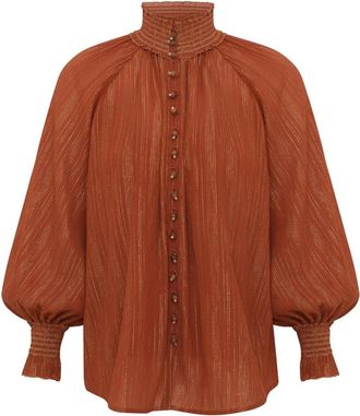 Zimmermann Aster Blouse - Dames - Blouses - Bruin - L - Katoen - Overhemden