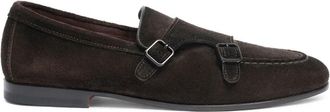 Santoni Bruin Su&egrave;de Dubbele Gesp Loafer - Heren - Loafers - Bruin - 39 EU - Su&egrave;de - Schoenen