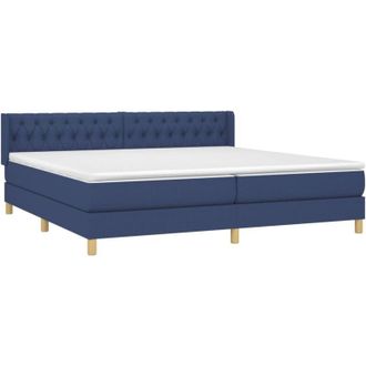 vidaXL Vidaxl - Cama Box Spring Con Colch&oacute;n Tela Azul 200x200 Cm