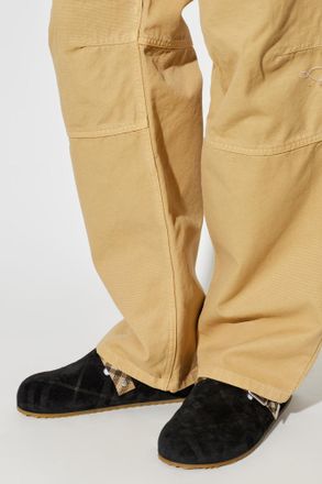 Burberry Suede Slides Urchin, Mens, Black