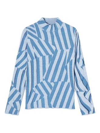 Kenzo stripe-pattern high-neck sweater - women - Wool/Cotton/Polyamide - M - Blue