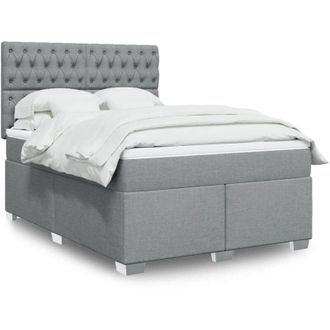 vidaXL Vidaxl - Cama Box Spring Con Colch&oacute;n Tela Gris Claro 140x190 Cm