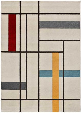 Atticgo Alfombra geom&eacute;trica beige/multicolor 133x190 cm