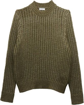 PESERICO Opengebreide trui met ronde hals - Dames - Ronde hals truien - Groen - 2XL - Truien & Vesten