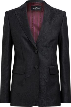Etro Single-breasted Wool Jacquard Jacket With Arnica Motif