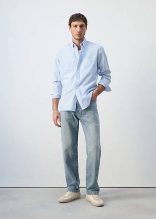 Mango Camicia regular-fit 100% cotone righe celeste - Uomo - XXL - MANGO MAN