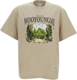 Wooyoungmi Garden Graphic T-Shirt - Heren - T-shirts - Beige - S - Katoen - Tops