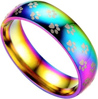Generic Fashion Colorful Titanium Steel Ring Engagement Couple Jewelry Gifts Stainless Set (Multicolor, 11)