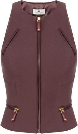 Elisabetta Franchi Tops, Dames, Rood, S, Polyester, Top met ritsdetails