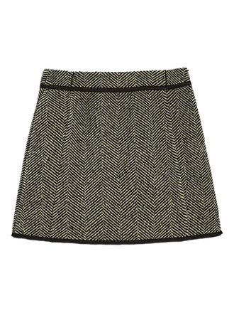 Jil Sander herringbone-patterned mini skirt - women - Virgin Wool/Polyamide - 34 - Green