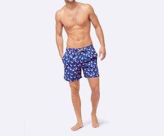 Tom & Teddy Mens Flamingo Swim Shorts In Blue