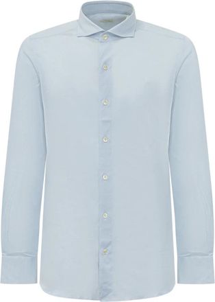 Finamore Toronto Achille Shirt - Heren - Zakelijke Overhemden - Blauw - 2XL - Katoen - Overhemden