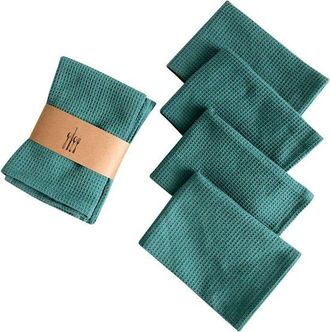 OEM Juego De 4 Pa&ntilde;os De Cocina 100% Algod&oacute;n, 35 X 35 Cm, Pa&ntilde;os Cocina Suaves Absorbentes, Reutilizables, Lavables M&aacute;quina, Verde Oscuro, 35 X 35 Cm