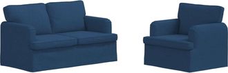 vidaXL Juego De Sof&aacute; 2 Uds. Azul Tela Vidaxl