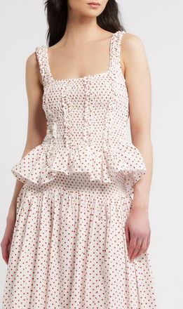 Damson Madder Raphi Smocked Peplum Cami in White at Nordstrom, Size 14