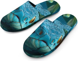 Generic Snake Palm Leaf Mens Slippers Warm Non-Slip Houes Shose Spa Slipper for Home Bedroom