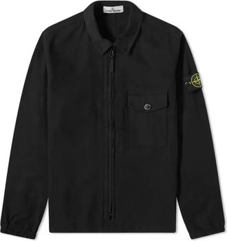 Stone Island Garment Dyed Zip Shirt Overshirt Black 751510704-V0029