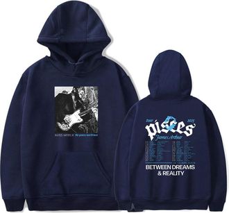Generic J Arthur The Pisces World Tour 2025 Print Fashion Mens Hoodie Casual Loose Hoodie (Navy,XXL)