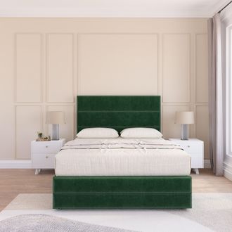 Sloomy Monaco Divan Bed Set With No drawers & Matching Footboard - Plush Velvet in Emerald | Size: King