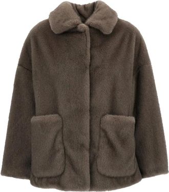 Herno Jassen, Dames, Grijs, XS, Faux Fur & Shearling Jassen