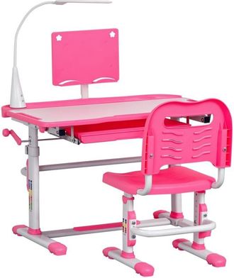 HOMCOM Juego De Escritorio Y Silla Para Ni&ntilde;os +6 A&ntilde;os Pupitre Altura Ajustable Mesa Inclinable Caj&oacute;n L&aacute;mpara Led 80x49,5x82-104 Cm Y 35,5x43,5x63-73cm - Homc