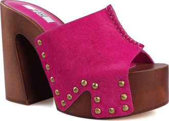 Zigi Soho Yama Platform Slide Sandal in Fuchsia Calf Hair at Nordstrom, Size 10