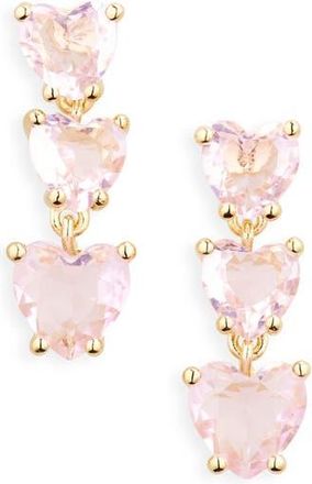 Nadri Small Heart Linear Earrings in Gold/light Pink at Nordstrom Rack