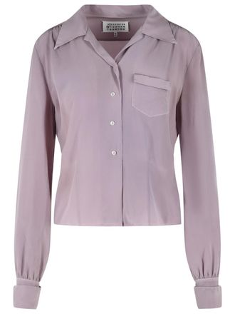 Maison Margiela Lilac Long-Sleeved Silk Shirt