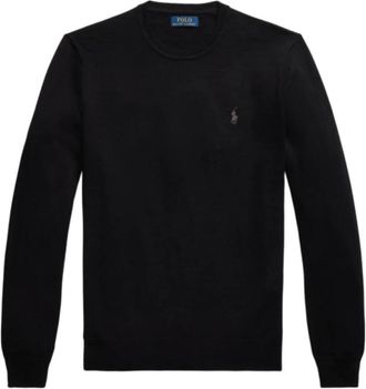 Polo Ralph Lauren Lichtgewicht Sweatshirt met Ronde Hals - Heren - Ronde hals truien - Zwart - XL - Wol - Truien & Vesten