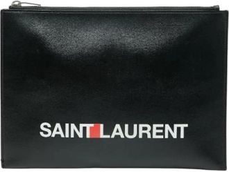 Saint Laurent Pre-owned Leren Pouch - Dames - Vintage Clutch - Zwart - ONE Size - Leer - Vintage