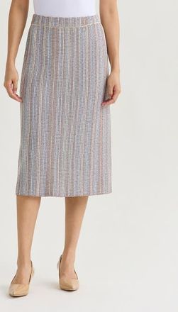 Misook Multi-Color Straight Knit Midi Skirt in Biscotti/powder Blue at Nordstrom, Size Xx-Large